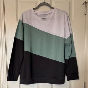 Amazon Women's Colorblock Crewneck Sweatshirt — White, Sage & Black